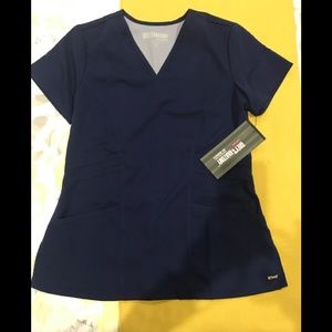 Greys Anatomy Indigo Blue Scrub Top